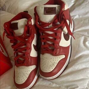 Nike Red and Cream High-Top Sneakers